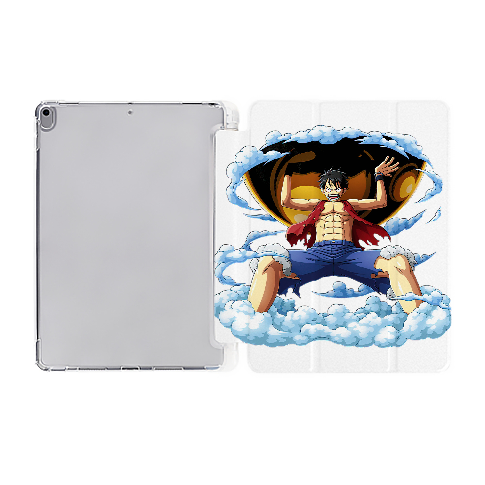 （画像用） ワンピース モンキー・D・ルフィ ONE PIECE Monkey D. Luffy IPad ケース ペン収納付き 三つ折りスタンド PUレザー×シリコン 対応機種9.5/10.5/10.9インチ